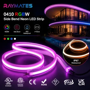 0410 Multicolor Red Side-Bend 4x10mm Neon LED Strip 24V/12V 50m White IP67 Waterproof Wall-Mounted Light