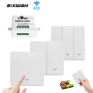 1 2 3 Gang RF433 Self Powered Smart Switch Without Battery Wireless Remote Control Multiple Control Switches for Stairs