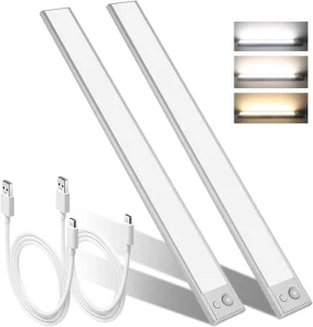 1/2 Pack 60cm USB-C Rechargeable LED Cabinet Light with 4500mAh Battery and Motion Sensor