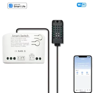 1-Channel 85-250V Smart Switch with Temperature and Humidity Sensor, WiFi, PC Material, Hotel Use