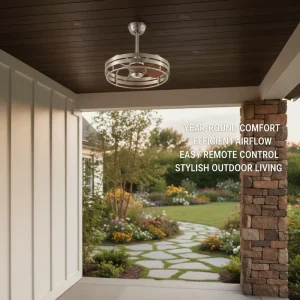 1 DC Motor Modern LED Ceiling Fan Remote Control 20 Inch Blade Metal Construction 3 Color Adjustable LED Lights Home