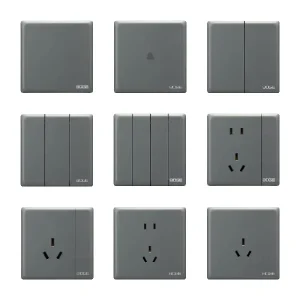 1 Gang 2 Way Child Safety Wall Switch with Fluorescent Dots Frameless Button Dark Grey PC