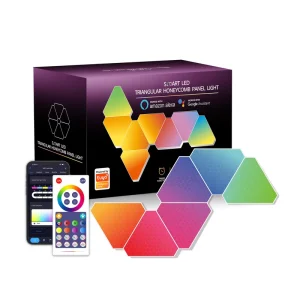 10-Piece Multicolor Triangle LED Light Panel Set with Music and WiFi Control