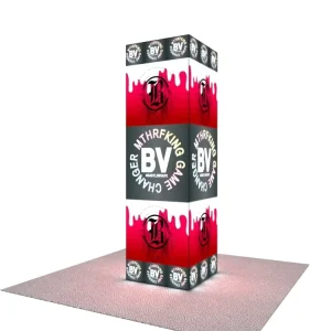 10 ft Trade Show Tower with Tension Fabric Square Column and Modular LED Backlit Display