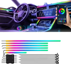 10-in-1 18-in-1 Smart App-Controlled LED Ambient Light Strip Car Sound-Activated Interior Lighting