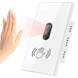 100 240V 10A Wall Light Switch Hand Sweep Sensor Glass Screen Panel US Infrared Sensor Switch