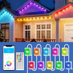 100 Ft RGB+IC Smart Outdoor Light App Remote Control IP65 Waterproof Suitable for Christmas Holidays Daily Decorations