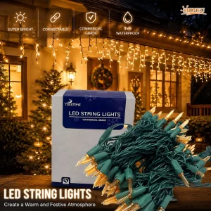 100 Mini LED Lights Outdoor Garden Christmas Party Decoration String Lights IP65 Waterproof 2700K Warm White Customizable 10m