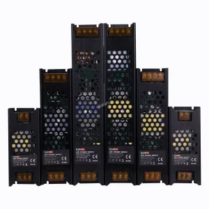 100W 24V AC/DC LED Driver Indoor Slim Strip Light Power Supply with 12V 24V Switch for CCTV Cameras Black