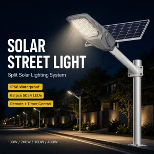 100W 400W High-Power Solar Street Light Outdoor IP66 Waterproof LED Solar Lamp with Remote Motion Sensor for Gardens