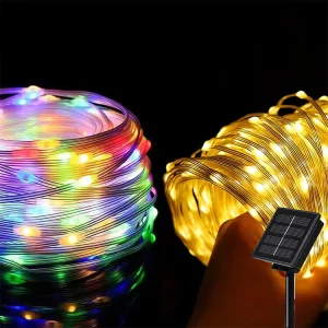 100m LED Strip Solar String Lights IP66 Waterproof 3000K Warm White Remote and Voice Control PC