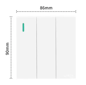 10A 250V 86 x 90mm White PC Wall Light Switch 3 Gang 1 Way Surface Mounted