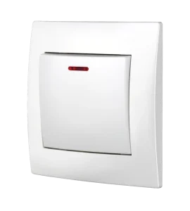10A PC Material White Europe Standard 1 Gang 1 Way Push Button LED Light Wall Switch