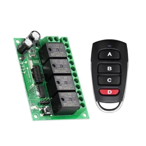 10A Relay Universal Wireless DC 12V 4CH RF 315 433MHz Plastic Waterproof Receiver Remote Control Switch Transmitter Door Opener