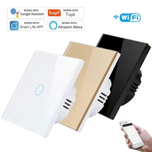 10A Smart Switch EU UK 1/2/3/4 Gang WiFi RF Wall Light Touch Switch Tempered Glass Remote Control No Neutral