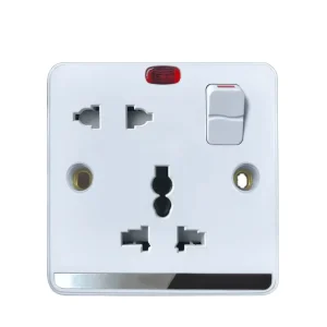 10A Universal Multifunctional Neon Wall Socket Switch British Standard 5 Pin Manufactured by Manufactory