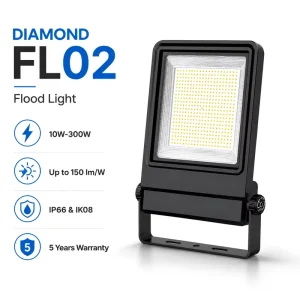 10W 300W Smart LED Flood Light IP66 Outdoor Floodlight 150lm W Adjustable Power Lighting