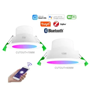 10W SMD Recessed LED Downlight Dimmable RGB+CCT Wi-Fi Zigbee IP44