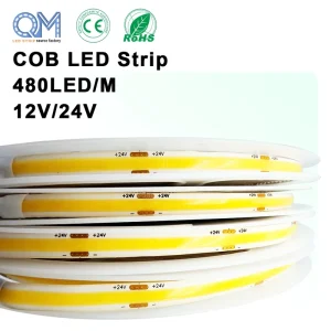 10W/m COB LED Strip Light 12V/24V 480 LED/m 3000K Warm White for Furniture Lighting