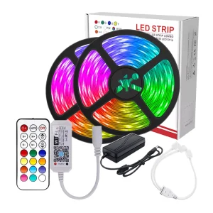 10m 5050 RGB Smart LED Strip Light, 60 LEDs/m, IP20/IP65, Plug, Power Adapter, WiFi Dimming Remote