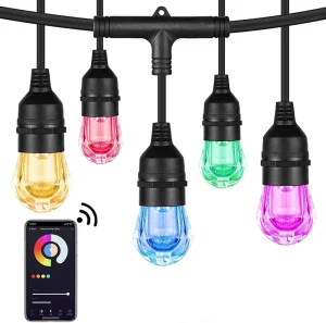 10m RGB WiFi Smart LED Outdoor String Light, Plastic, IP44/IP65 Waterproof
