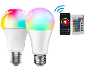 110-240V RGB WiFi Smart LED Bulb 9W E27/E26/B22 A60 Remote and Voice Control
