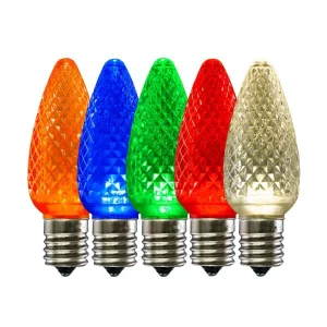 110V 0.8W C9 E17 Base Multicolor LED Faceted Bulbs for Christmas Tree Lighting