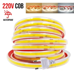 110V 220V COB LED Strip Light 296 LEDs m High Brightness Waterproof Flexible LED Tape Ribbon for Room Kitchen Outdoor Lighting