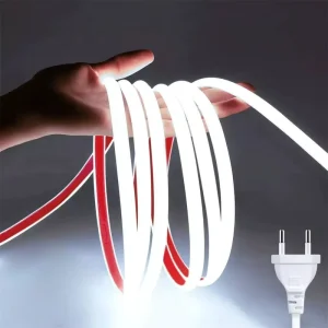 110V 220V COB LED Strip with Plug Connector IP65 IP67 Waterproof Warm Natural White Indoor Outdoor Decor