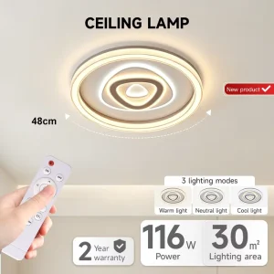 116W 3CCT Smart LED Ceiling Light with Remote Control for Living Room or Bedroom