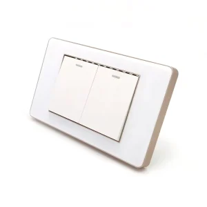118 Series CE Approved 2 Gang 1 Way 2 Way Wall Switches With Gold Rim Acrylic Panel