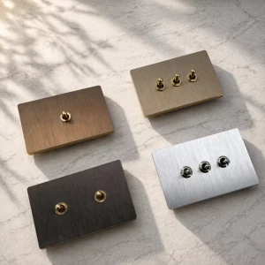 118 US Standard Brushed Aluminum Wall Switch Socket Plate Metal Toggle Light Switch Cover for Home and Hotel