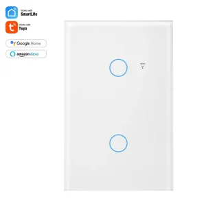 118 US-Type Tempered-Glass 2-Gang Touch WiFi ZigBee Wall Light Switch