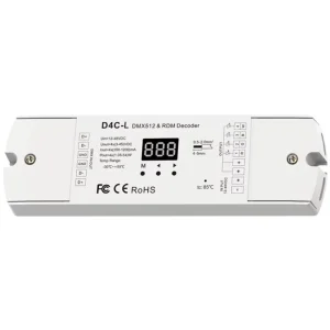 12-48V DC D4C-L 350-1200mA 4-Channel Constant-Current DMX512 RDM Decoder LED Driver with 1 2 4 DMX Channel Output for RGBW LED Strip