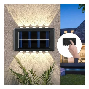 12 Hour Up Down Solar Wall Light 10 LED Bi Directional Waterproof Outdoor Staircase Pathway Courtyard Garden Decoration Lamp