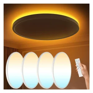 12-Inch 24W LED Aluminum Flat Ceiling Light with Remote Control, 2400LM AC Power