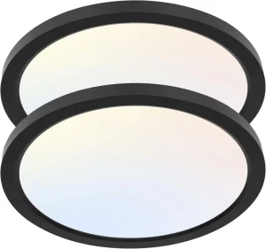12-Inch 30W Round Edge-Lit Flush-Mount LED Ceiling Light 3000K 4000K 5000K Black