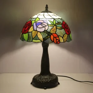 12 Inch European Stained Glass Eco Friendly Flexible Simple Bedroom Bedside Desk Living Room Home Table Lamp Alloy