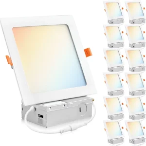 12 Pack 3CCT 5CCT 8” 18W Dimmable Recessed Ceiling Panel Slim Embedded Square ETL Energy Star Led Panel Light for Home Office