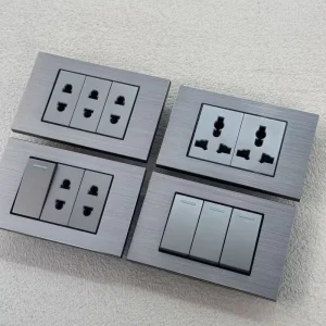 120 Wall Rocker Switch Socket US Standard Aluminum Brush Grey 1/2/3/4 Gang 2 Way 10A/20A