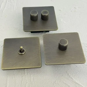 1234 Gang Elegant Retro Random Pattern Texture Wall Light Toggle Switch Bronze Stainless Steel Frame 10A 16A European Universal