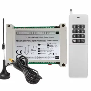 12CH Receiver 433MHz Wireless Remote Control Switch DC12V 24V Relay RF Switch with 12 Button Transmitter for Lighting