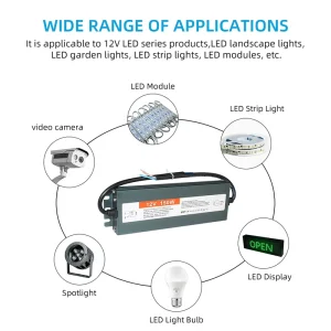 12V 150W IP67 Waterproof LED Driver Power Supply 95-220V for Outdoor Project Lights and LED Strips