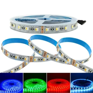 12V 24V 12mm RGBW SMD 5050 LED Strip Light Flicker-Free Self-Adhesive for TV Backlight