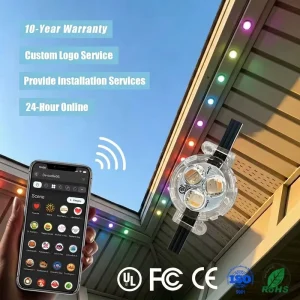 12V 24V 36V House Eave Track Christmas Point Lights with Smart WiFi Controller, IP68 Waterproof
