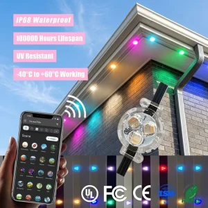 12V 24V 36V Permanent Outdoor LED Point Lights Smart App Controller IP68 Christmas Lights with Snap Track System