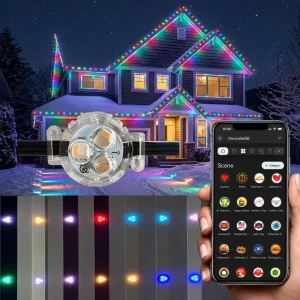 12V 24V 36V RGBW Eave Track Point Lights 250ft 300ft 500ft Smart App Controller IP68 Permanent Outdoor Lighting