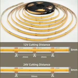 12V 24V COB LED Light Strip 320 480 528 LEDs Flexible Soft Glow CRI80 CRI90 Flicker-Free Ambient Lighting