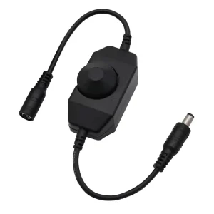 12V/24V LED Light Dimmer Regulator Manual Brightness Control Switch with DC5521 Jack for 2835/5050/5730/5630 Single-Color LEDs