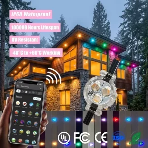 12V 24V RGBW Permanent Outdoor Pixel Point Light Smart WiFi App Control IP68 Christmas Decoration Lights for House Roof